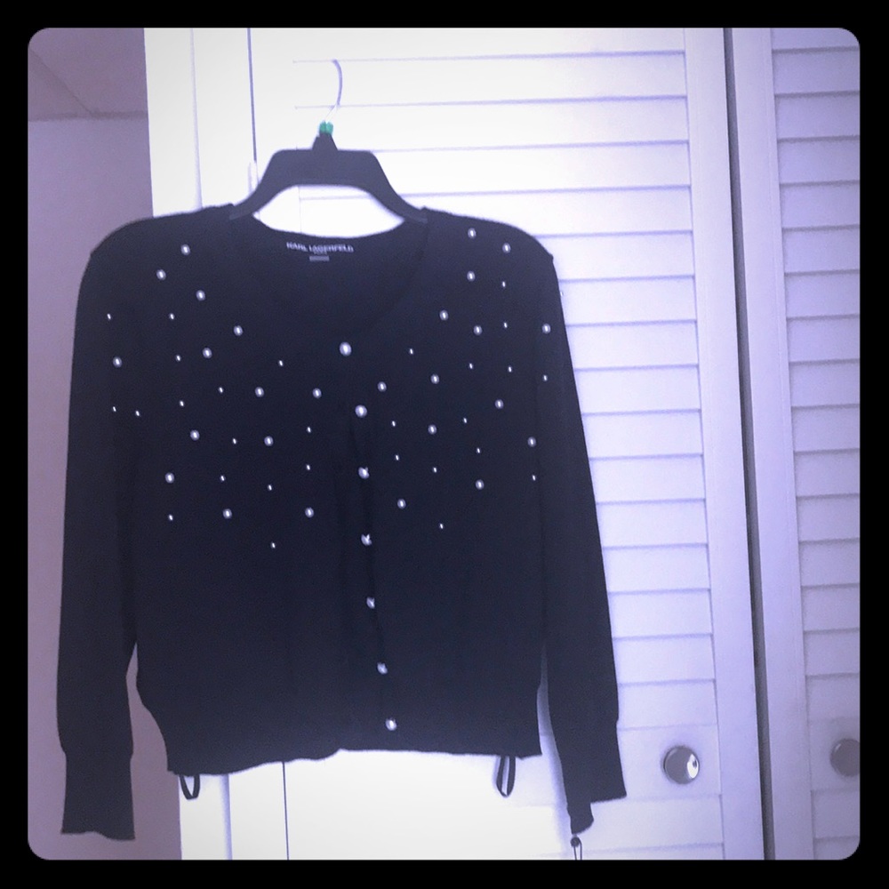 NWT - Karl lagerfeld pearl cardigan navy